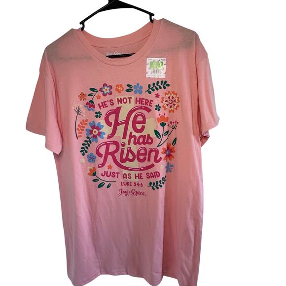 New joy & Grace “hes not here he has risen just as he said” easter tshirt medium - Picture 1 of 4